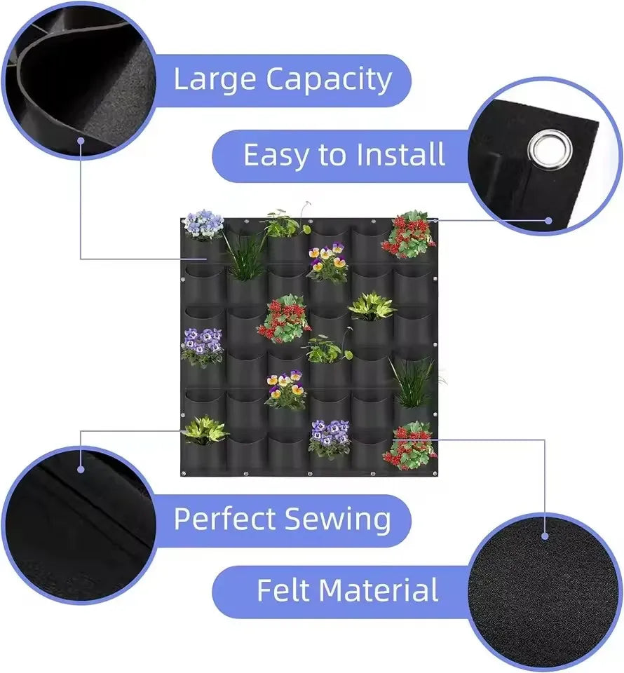 Vertical Hanging Plant Grow Bag – Multiple Pocket Options