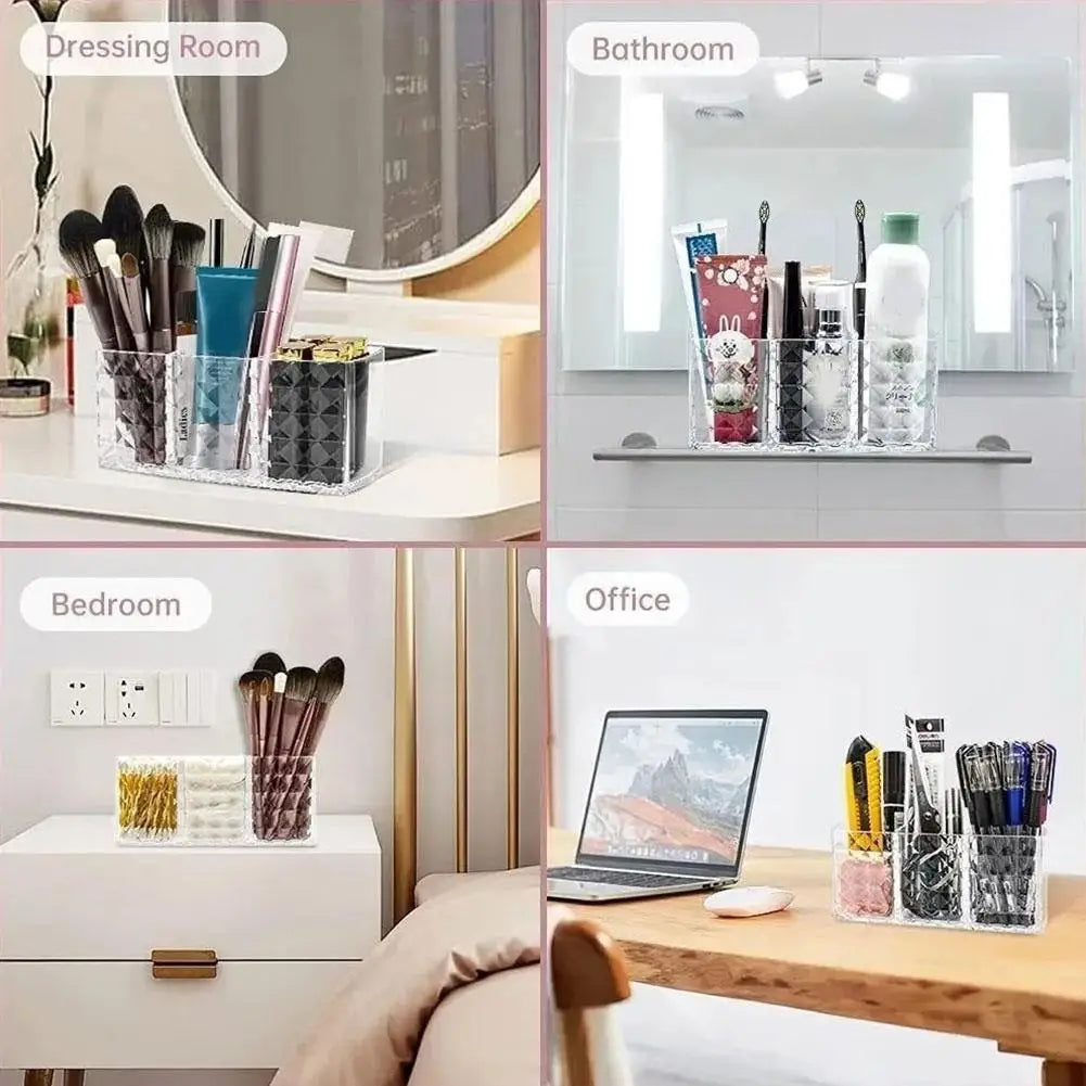 3-Compartment Makeup Brush Organizer