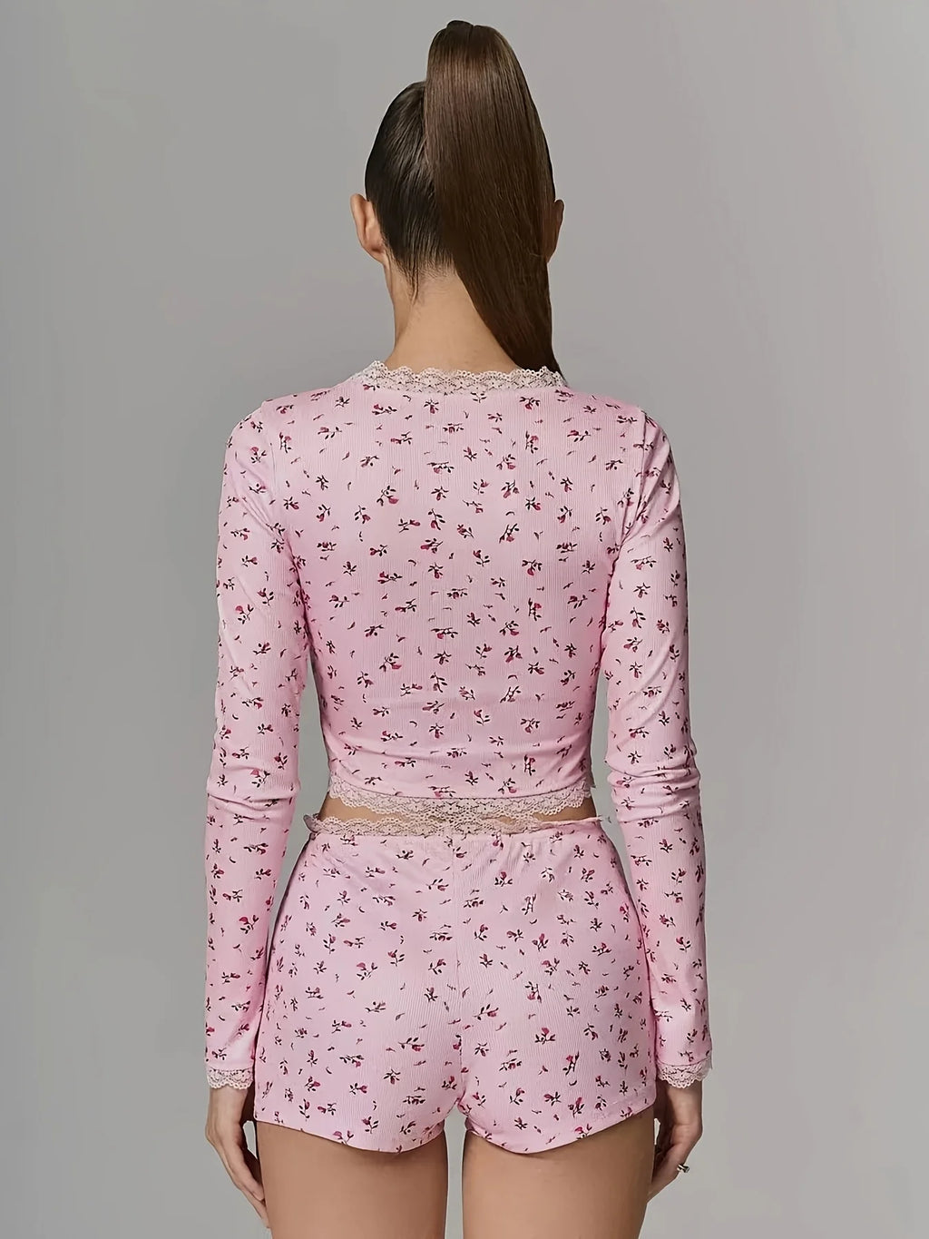 Women’s Floral Lace-Trim Pajama Set